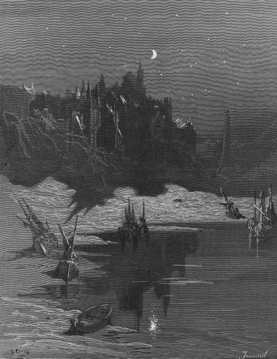 The first vision of his native country by the Mariner, freed from his trance and woken from sleep, scene from The Rime of the Ancient Mariner by S.T. Coleridge, published by Harper and Brothers, New York by Gustave Dore